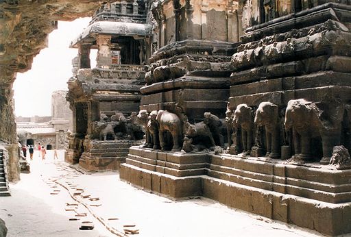 Kailash Temple, a 1200 years old Hindu temple, carved from a single rock in Ellora