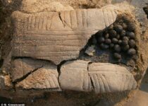 The 2,500-year-old baby grave that still contains a toy rattle made of clay