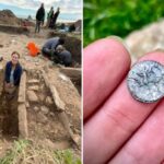 Silver coins found near the ruins of the medieval monastery in Holy island