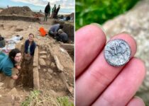 Silver coins found near the ruins of the medieval monastery in Holy island