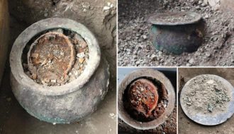 Evidence of Fresco Painting Discovered at Library House in Pompeii