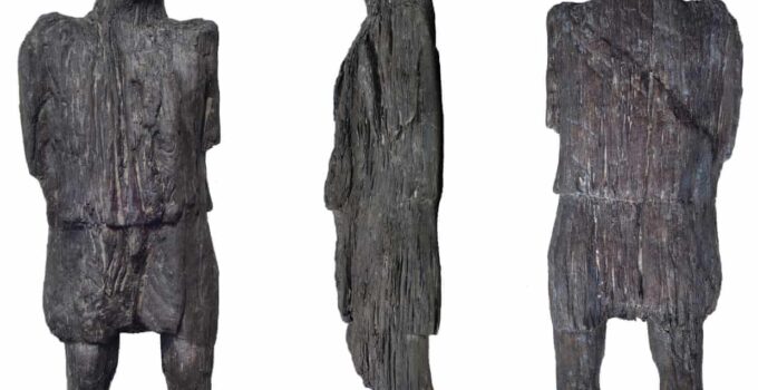 A 2000-year-old wooden figure was unearthed in a Buckinghamshire ditch