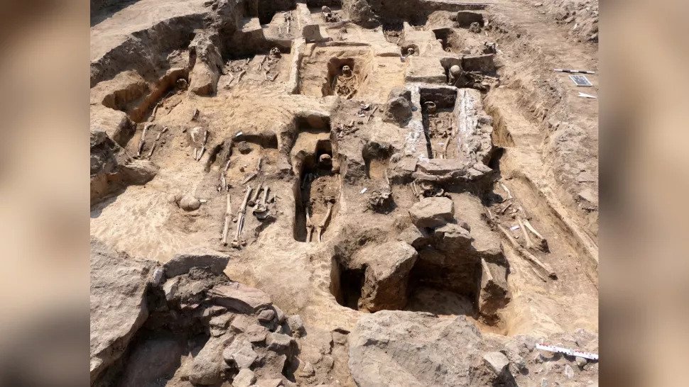 Numerous burials and tombs were found around the church in Germany.